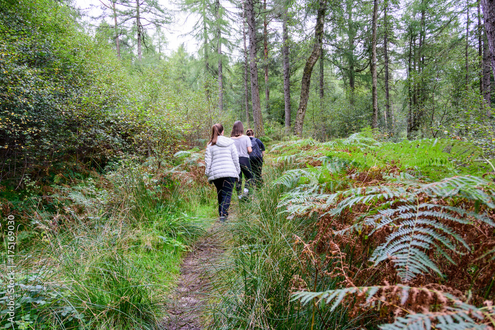 Family hiking near Loch Lomond, Scotland