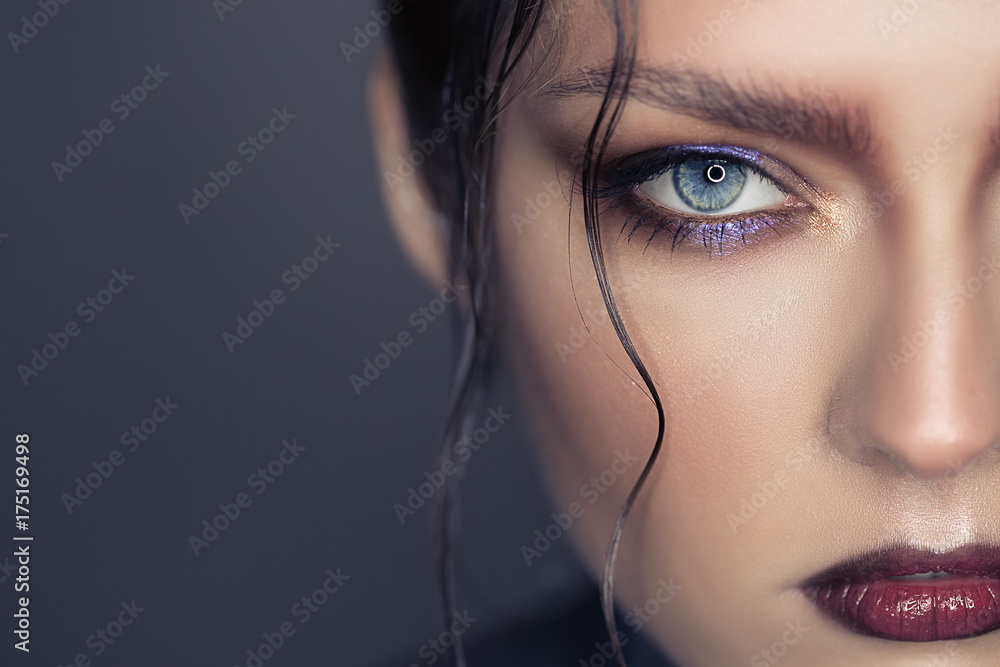 Naklejka premium Fashion portrait of beautiful woman. Fantasy make-up.
