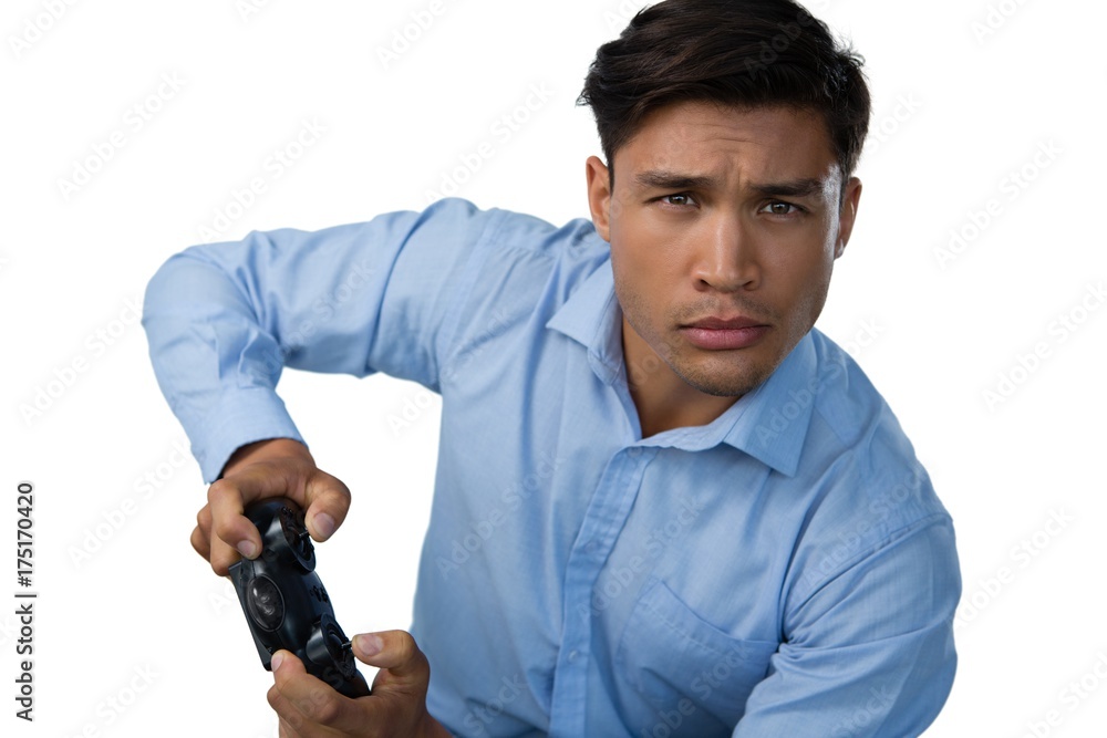 Businessman playing video game Businessman playing video game