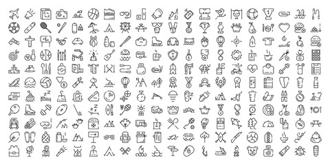 Thin line icon set.