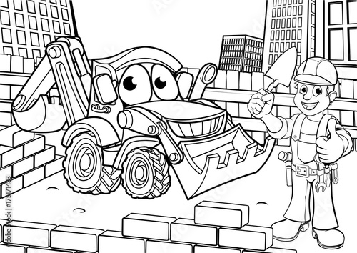 Construction Building Site Scene Coloring