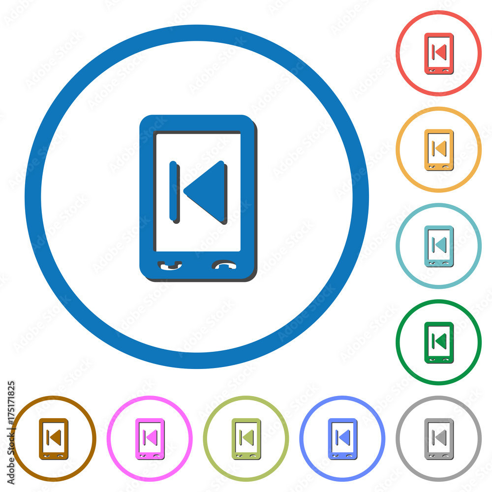 Mobile media icons with shadows and outlines Mobile media icons with shadows and outlines
