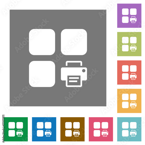 Print component square flat icons
