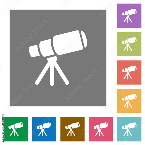 Space telescope square flat icons