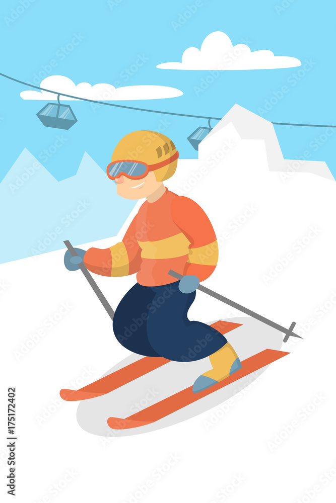 Man skiing in mountains.