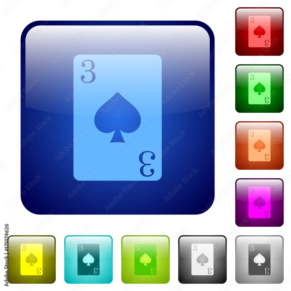 Three of spades card color square buttons Three of spades card color square buttons