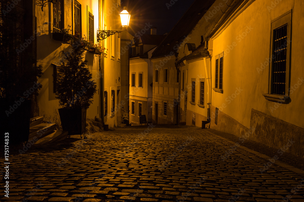 Naklejka premium Bratislava street at night