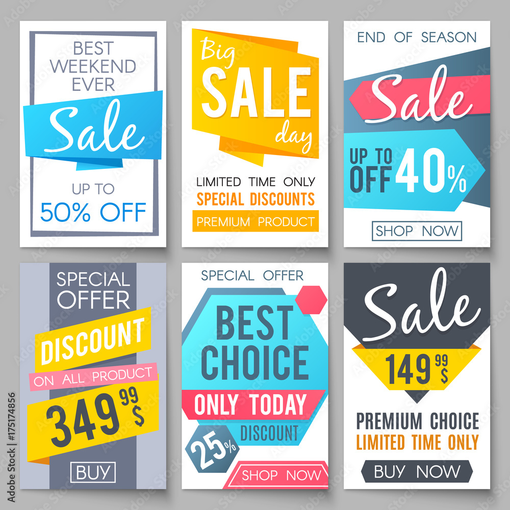 Shopping sale vector backgrounds. Retail promotional banners for web newsletter