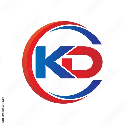 Free Download kd logo vector modern initial swoosh circle blue and red - GFXLoad