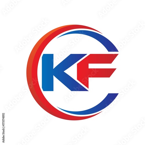 Free Download kf logo vector modern initial swoosh circle blue and red - GFXLoad