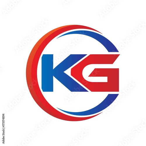 kg logo vector modern initial swoosh circle blue and red