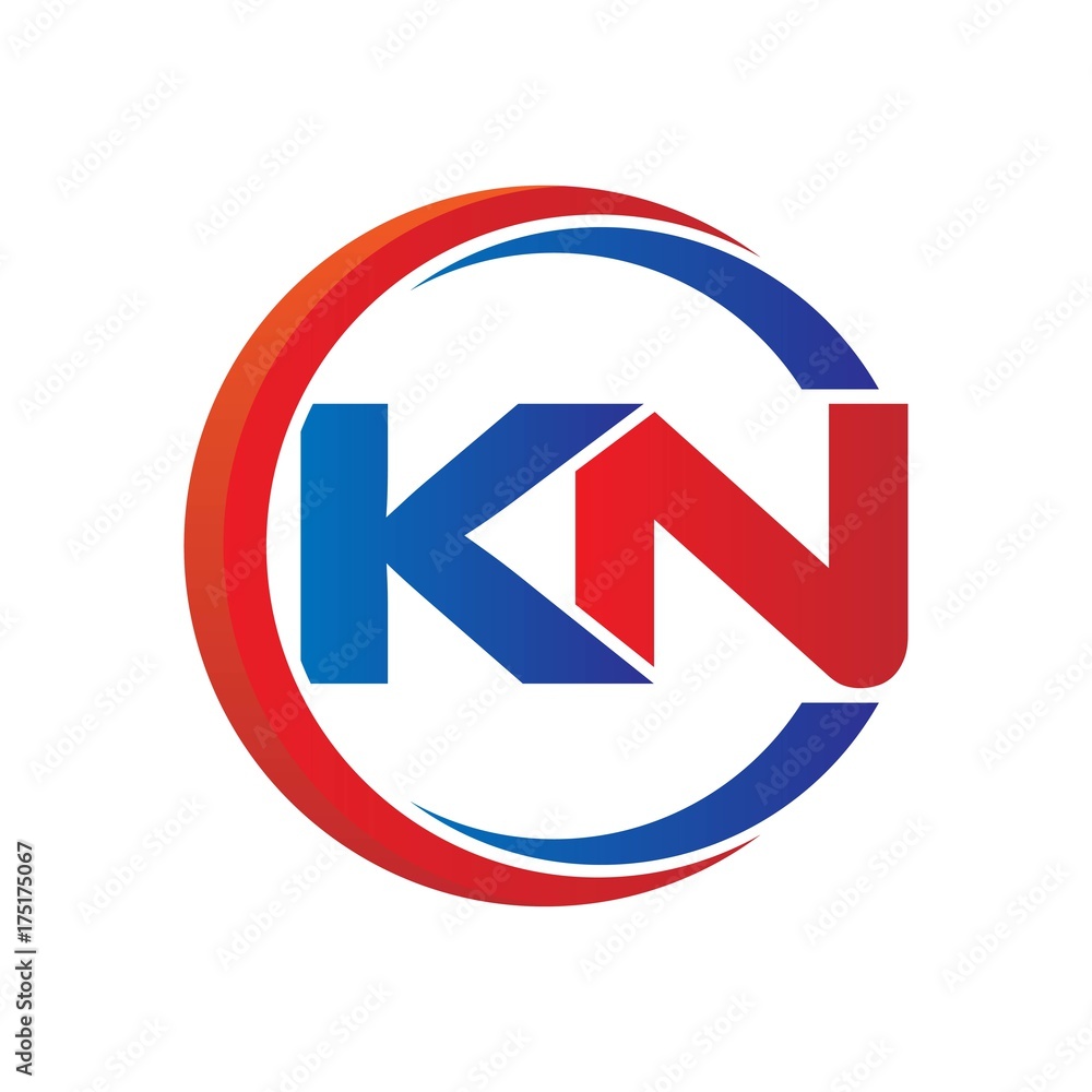 kn logo vector modern initial swoosh circle blue and red kn logo vector modern initial swoosh circle blue and red
