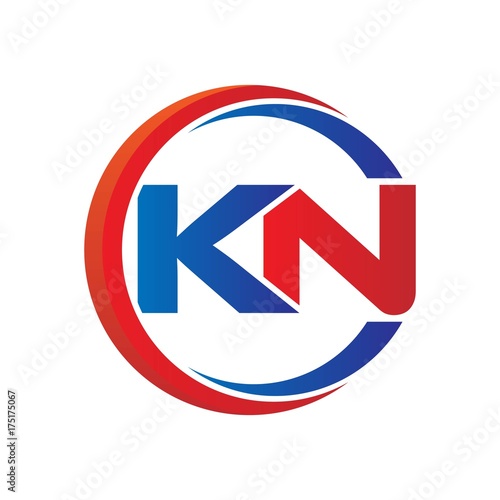 kn logo vector modern initial swoosh circle blue and red