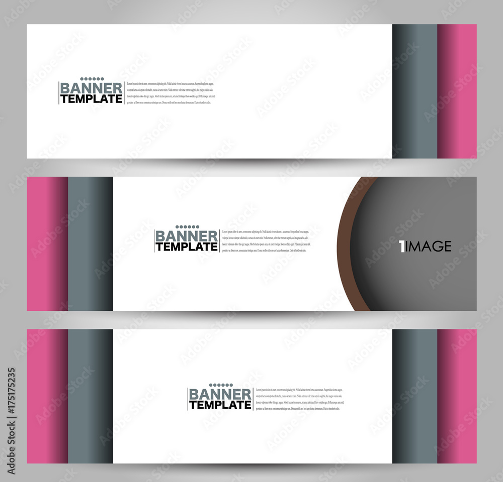Banner template. Abstract background for design,  business, education, advertisement. Pink and grey color. Vector  illustration.