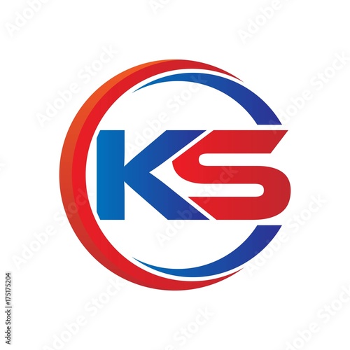 ks logo vector modern initial swoosh circle blue and red