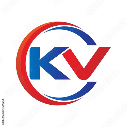 Free Download kv logo vector modern initial swoosh circle blue and red - GFXLoad