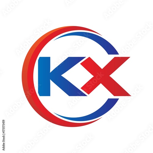 Free Download kx logo vector modern initial swoosh circle blue and red - GFXLoad