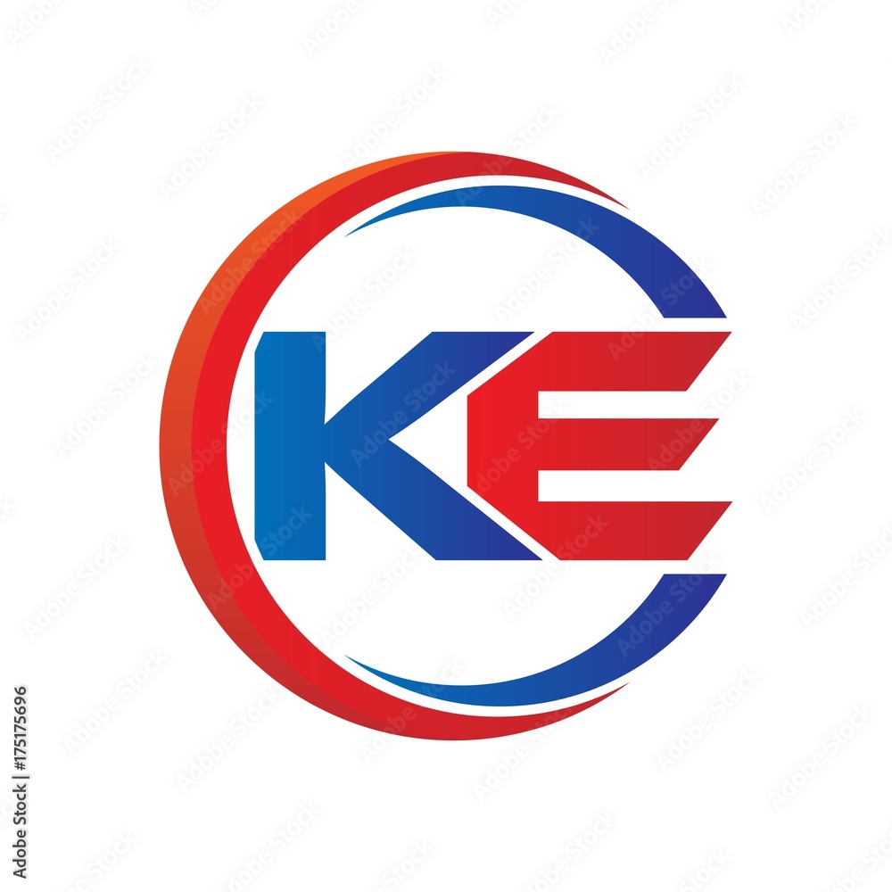 ke logo vector modern initial swoosh circle blue and red ke logo vector modern initial swoosh circle blue and red