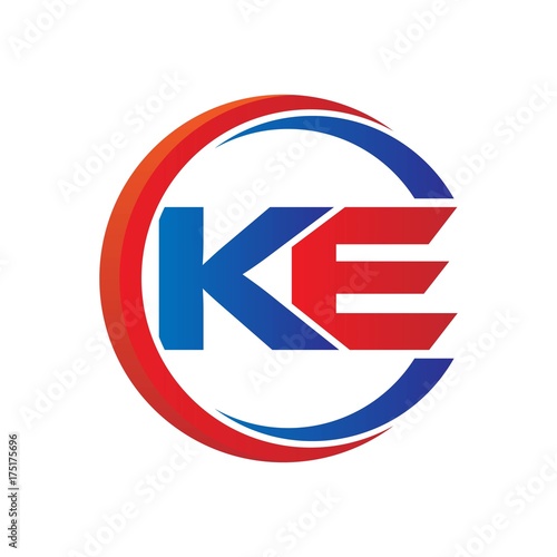 ke logo vector modern initial swoosh circle blue and red