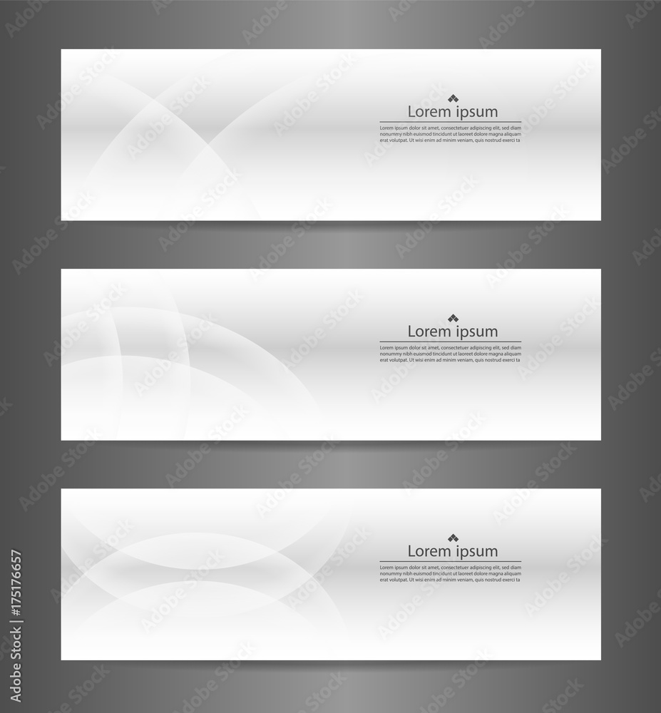 Naklejka premium Set three gray abstract modern banner texture. Vector banner background for web banner design.Vector illustration