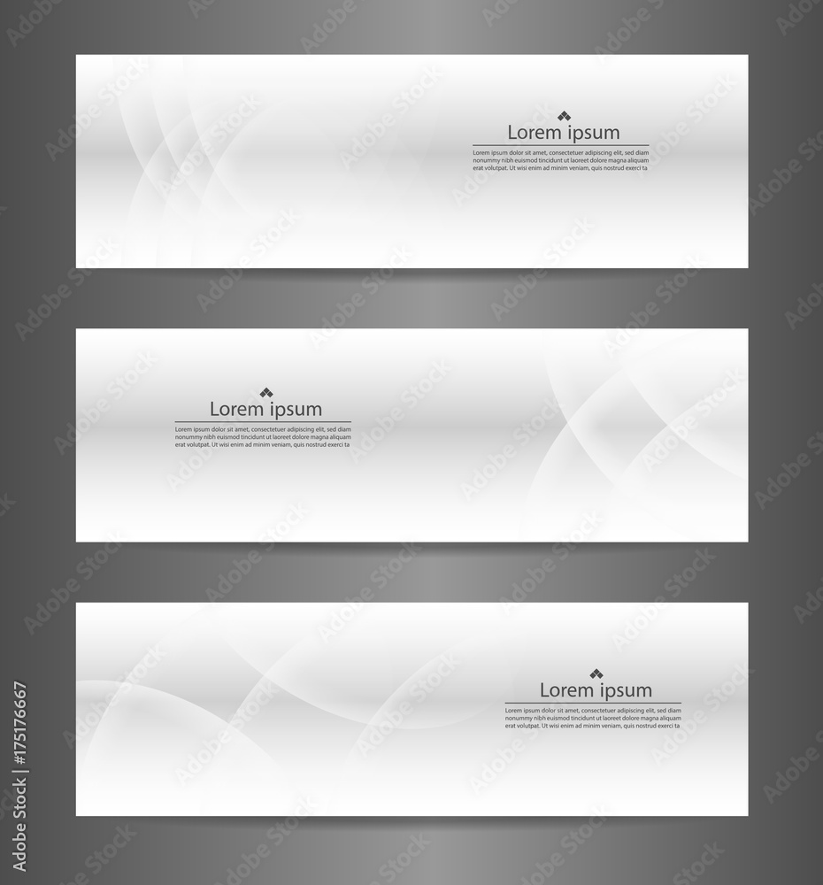 Naklejka premium Set three gray abstract modern banner texture. Vector banner background for web banner design