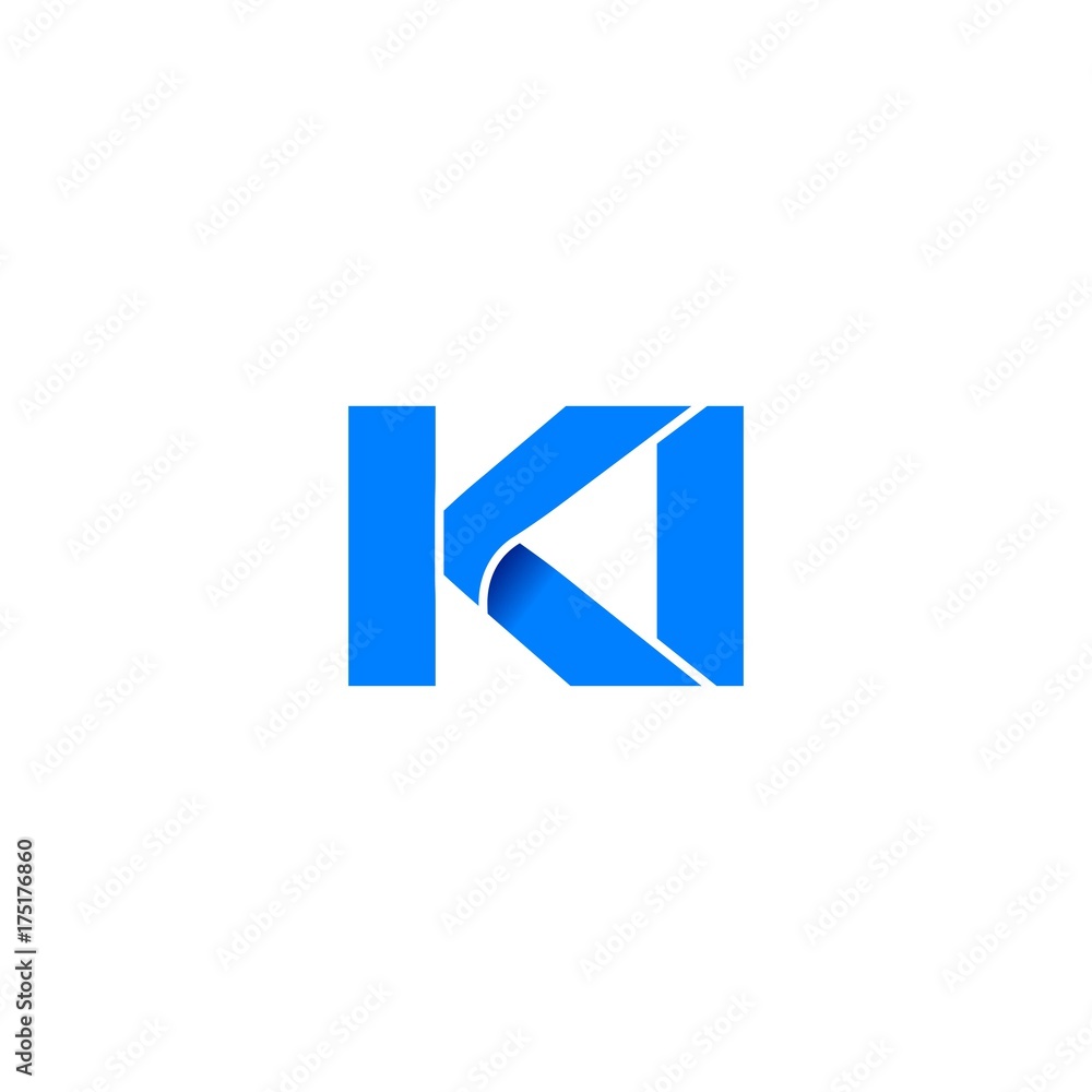 ki logo initial logo vector modern blue fold style ki logo initial logo vector modern blue fold style