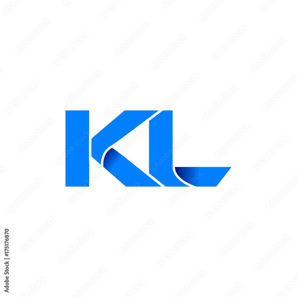kl logo initial logo vector modern blue fold style kl logo initial logo vector modern blue fold style