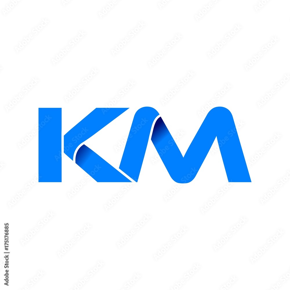 km logo initial logo vector modern blue fold style km logo initial logo vector modern blue fold style