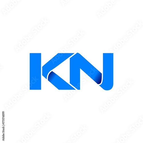 kn logo initial logo vector modern blue fold style