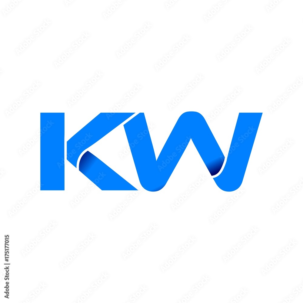 kw logo initial logo vector modern blue fold style kw logo initial logo vector modern blue fold style