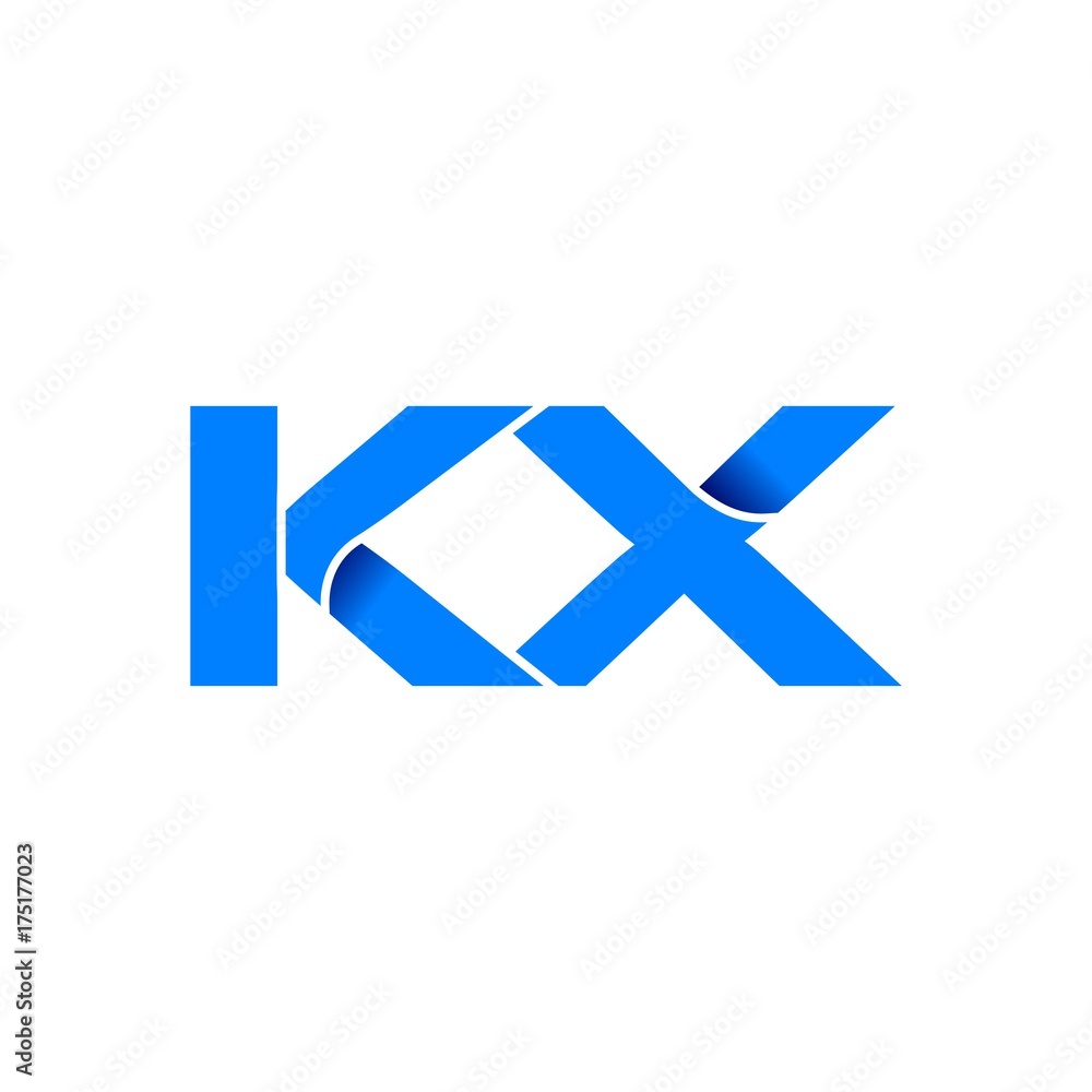 kx logo initial logo vector modern blue fold style kx logo initial logo vector modern blue fold style