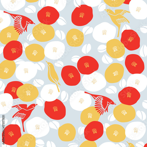 Japanese bird and flower pattern