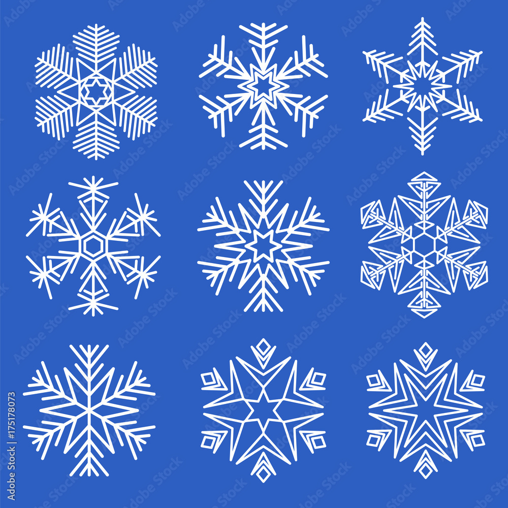 Set of snowflakes. Vector illustration. Set of snowflakes. Vector illustration.