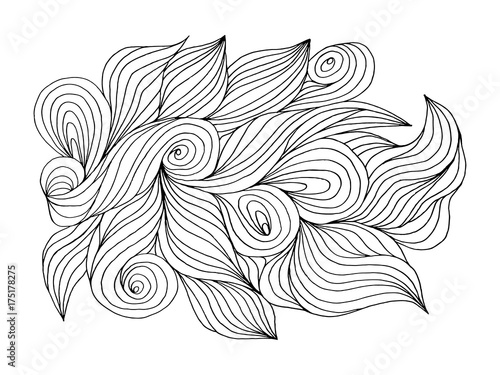 Abstract hand drawn illustration, decotative waves background