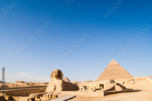 The Great Sphinx and the Khafre Pyramid in Giza