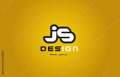 js j s alphabet letter combination digit white on yellow background