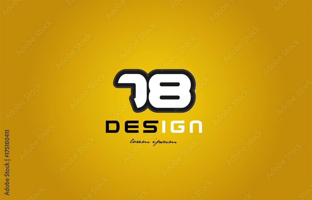 78 number numeral digit white on yellow background 78 number numeral digit white on yellow background