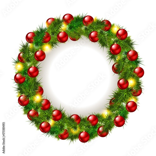 Christmas wreath, isolated on white photo