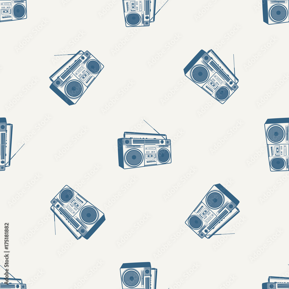 Fotografie TAPE RECORDER (CASSETTE RECORDER) SEAMLESS PATTERN ILLUSTRATION