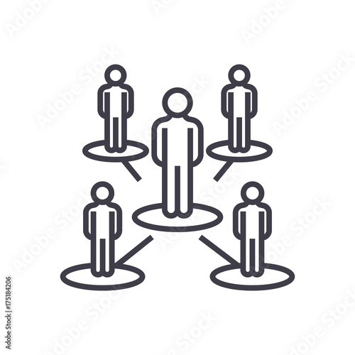 leadership network,multilevel marketing,mlm vector line icon, sign, illustration on white background, editable strokes