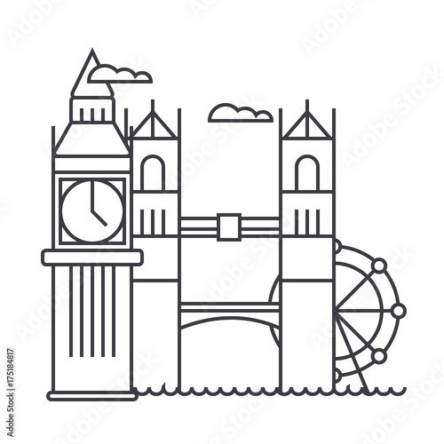 Photography london vector line icon, sign, illustration on white background, editable stroke