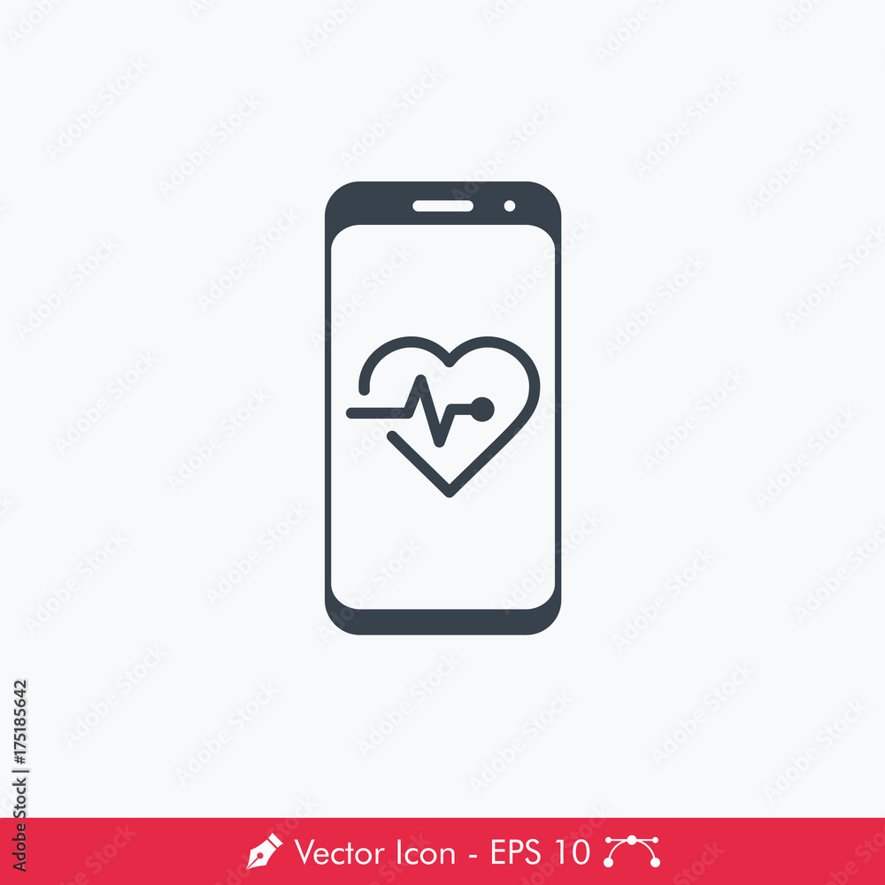 Heart Rate (Pulse) Monitor in a Smartphone Icon / Vector Heart Rate (Pulse) Monitor in a Smartphone Icon / Vector