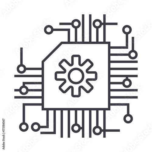 scheme,ai,artificial intelligence vector line icon, sign, illustration on white background, editable strokes
