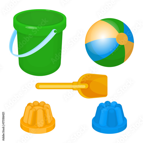 Childrens toys and supplies for games vector illustration