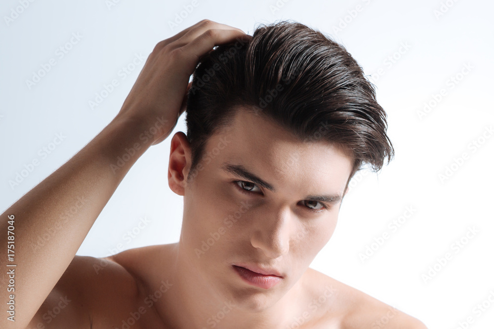 Portrait of confident brunette that posing on camera Portrait of confident brunette that posing on camera