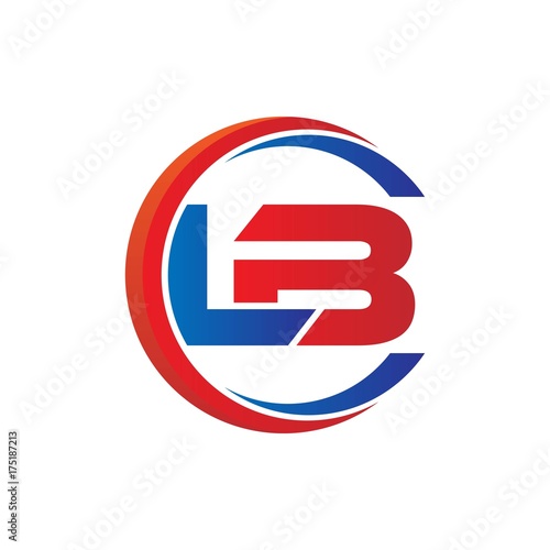 lb logo vector modern initial swoosh circle blue and red