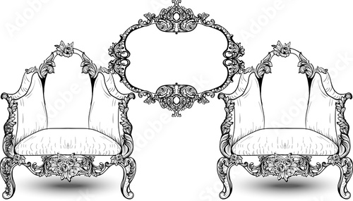 Vintage Baroque Rococo furniture Vector. Rich Imperial rose ornaments. Royal ...