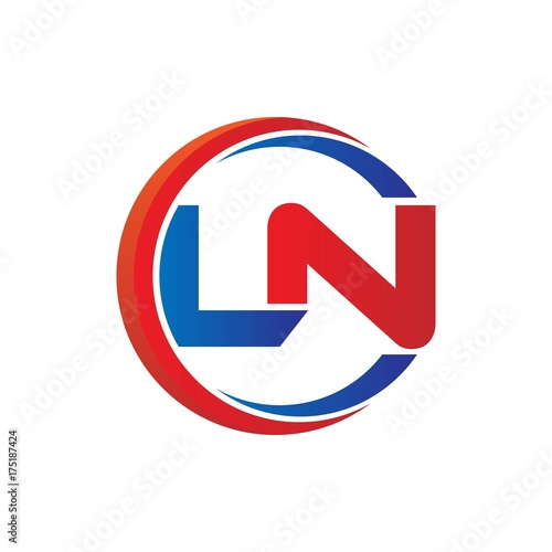 Free Download ln logo vector modern initial swoosh circle blue and red - GFXLoad