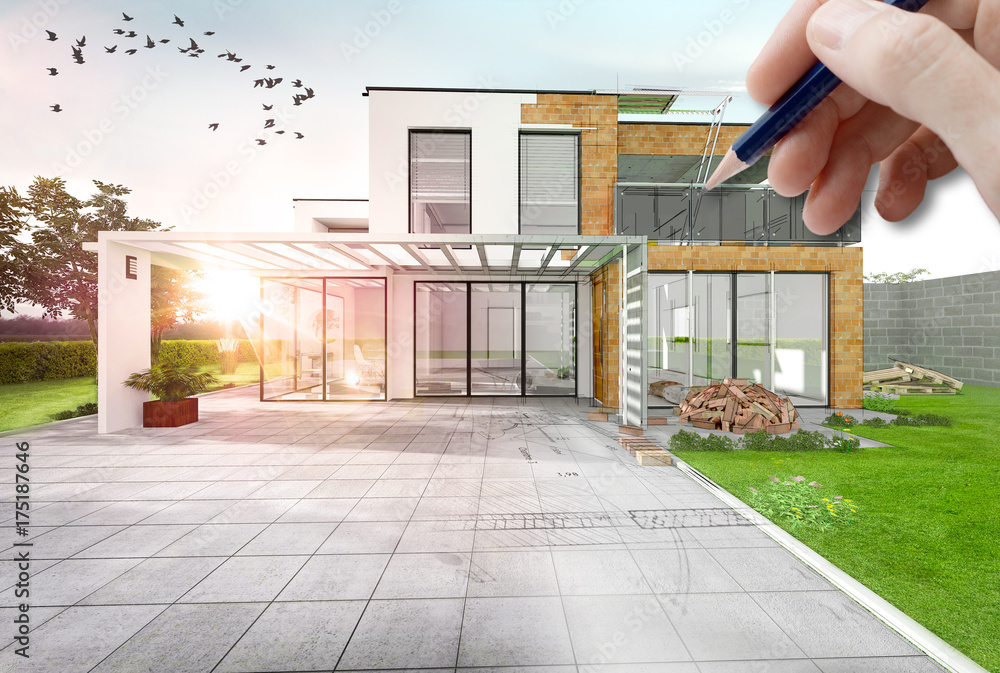 Dessin D Une Construction D Une Maison D Architecte Stock Photo Adobe Stock