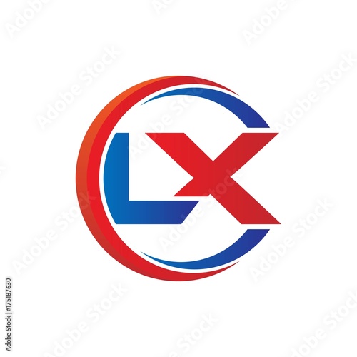 lx logo vector modern initial swoosh circle blue and red Free Download lx logo vector modern initial swoosh circle blue and red - GFXLoad